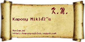 Kaposy Miklós névjegykártya